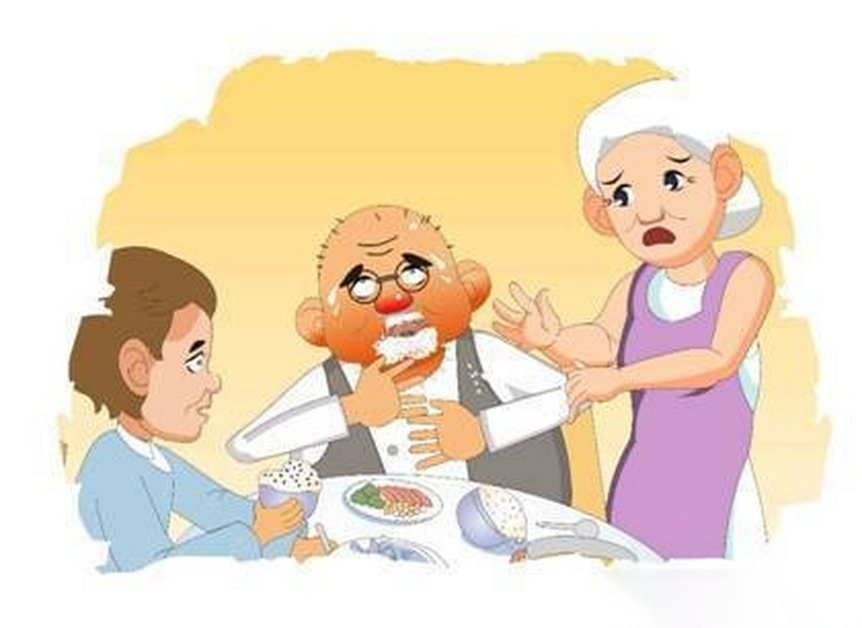 老人吃饭容易噎食，千万当心！